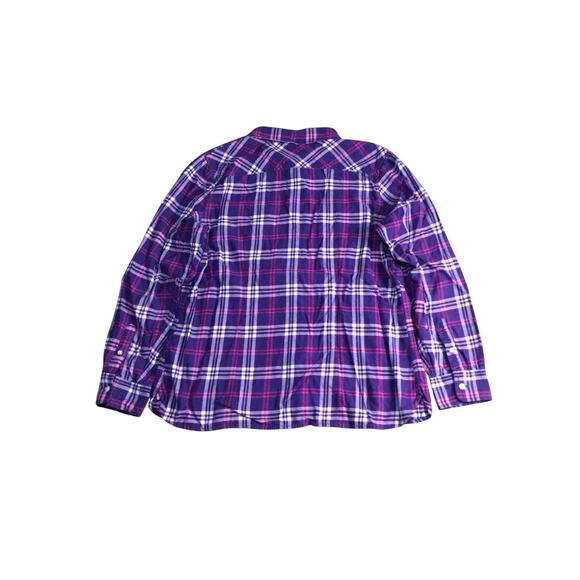 LL Bean Plaid Flannel Shirt Purple Pink Lumberjack Collared Button Up Women’s M - Picture 2 of 9